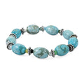 Turquoise Jasper and Multi Gemstone 138.50 ctw Melon with Pewter Stretch Bracelet (6-7In) - Sticky add to cart bar