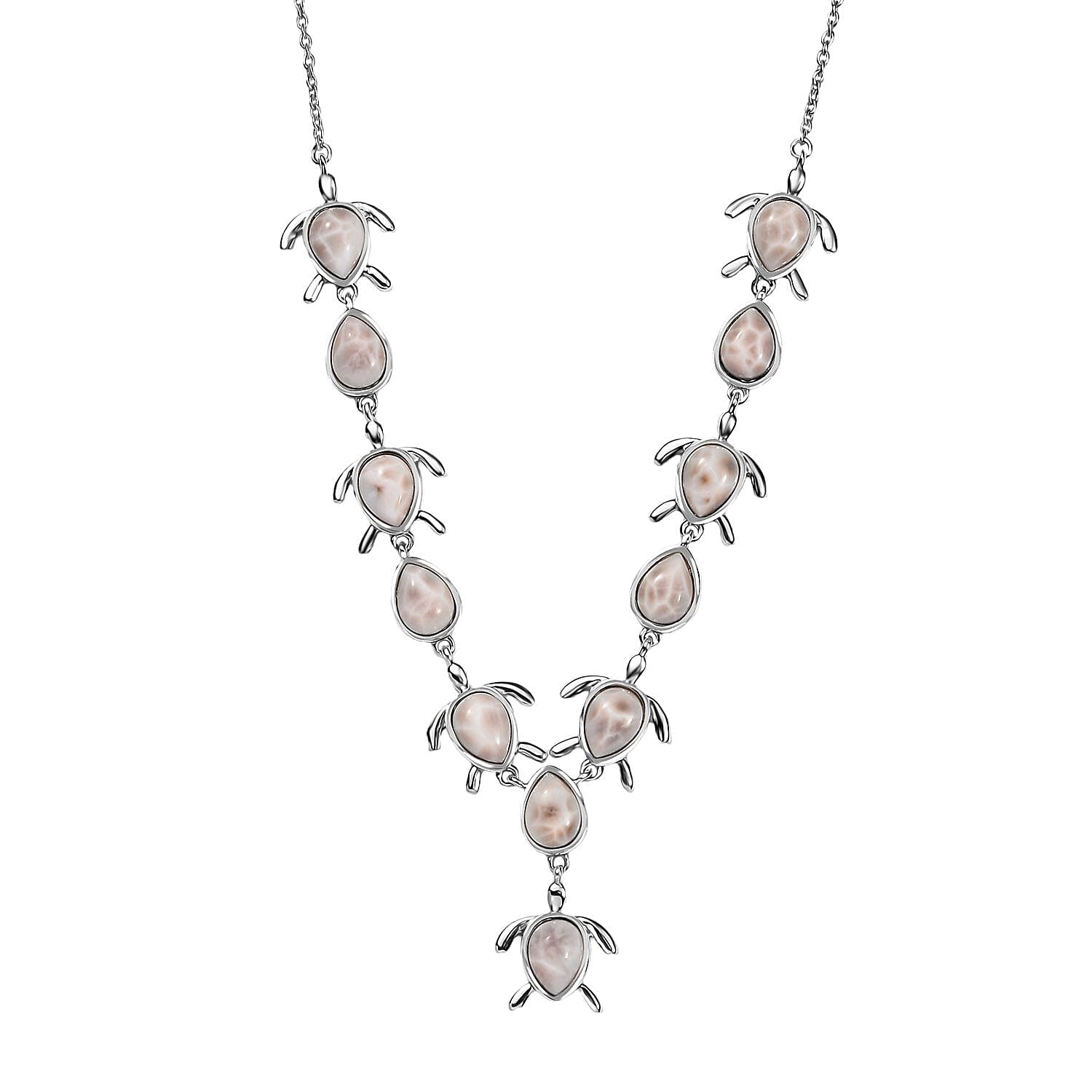 D'Joy Pink Natrolite 12.65 ctw Turtle Necklace in Platinum Over Sterling Silver 18-20 Inches
