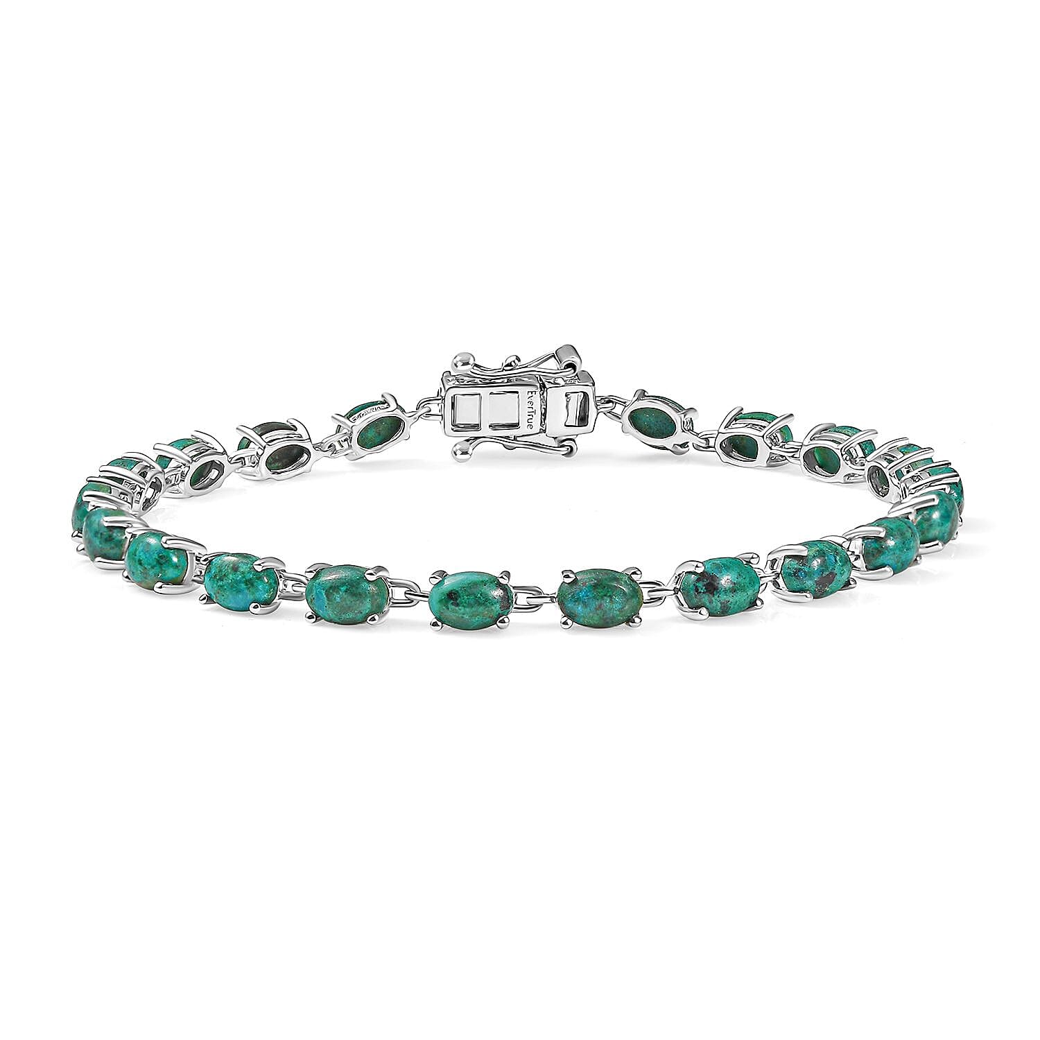 Ever True Chrysocolla 13.00 ctw Ocean Pebbles Bracelet in Platinum Bond (7.25 In)