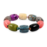 Multi-Stone 184.25 ctw Barrel Stretch Bracelet (6-7In)