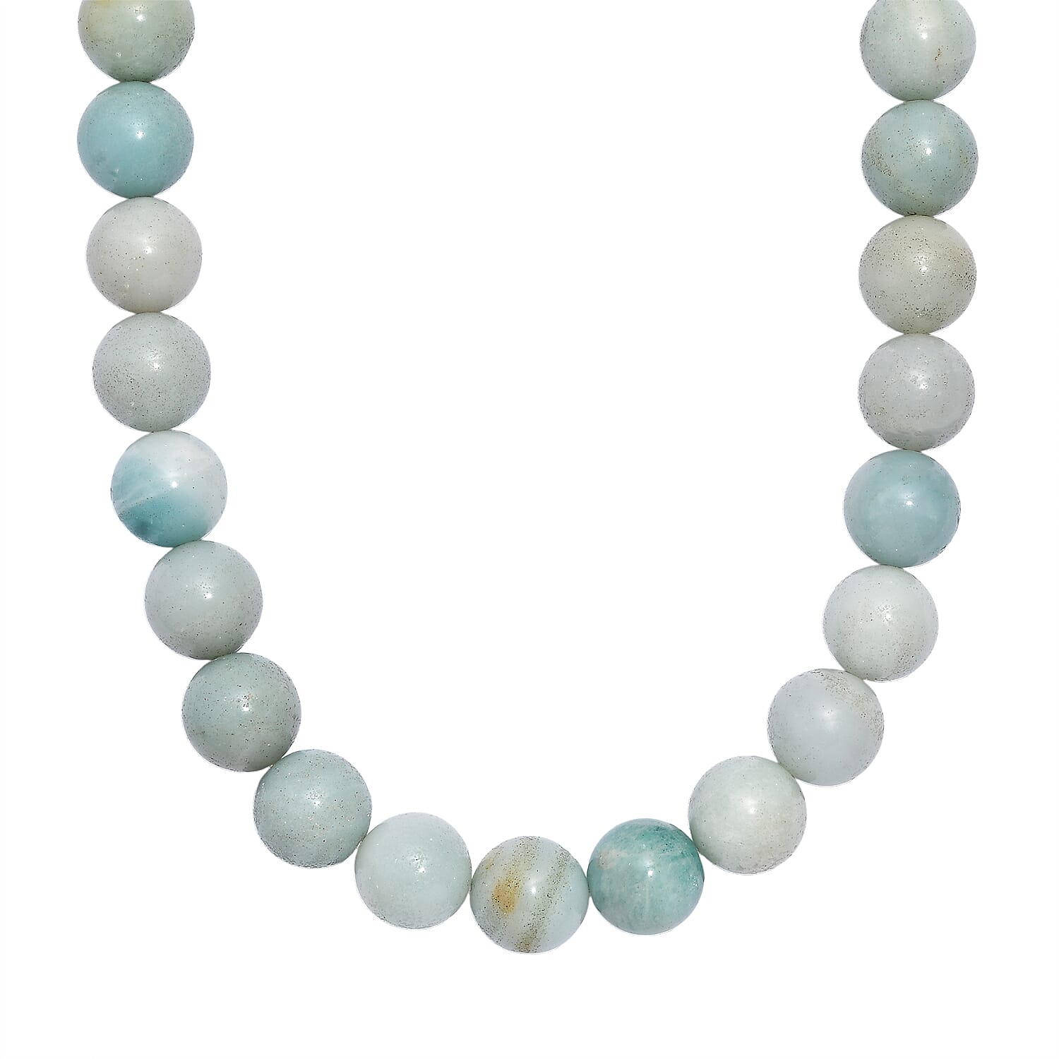 Karis Amazonite Beaded 443.00 ctw Necklace 18 Inches in Platinum Bond
