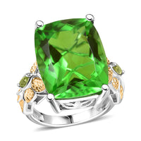 Ever True Chartreuse Quartz, Peridot Butterfly Ring in 18K YG Plated and Platinum Bond (Size 10.0) 21.40 ctw