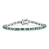 D’Joy Premium Kagem Zambian Emerald, Moissanite Bracelet in Rhodium Over Sterling Silver (6.50 In) 6.45 ctw