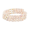 Pink Freshwater Pearls with Rose Quartz 7.00 ctw Beads Memory Wire Bracelet (7 In) - Sticky add to cart bar