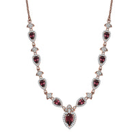 D'Joy Tanzanian Wine Garnet and White Zircon 4.70 ctw Majestic Firefal Necklace in 18K Vermeil Rose Gold Over Sterling Silver 18 Inches