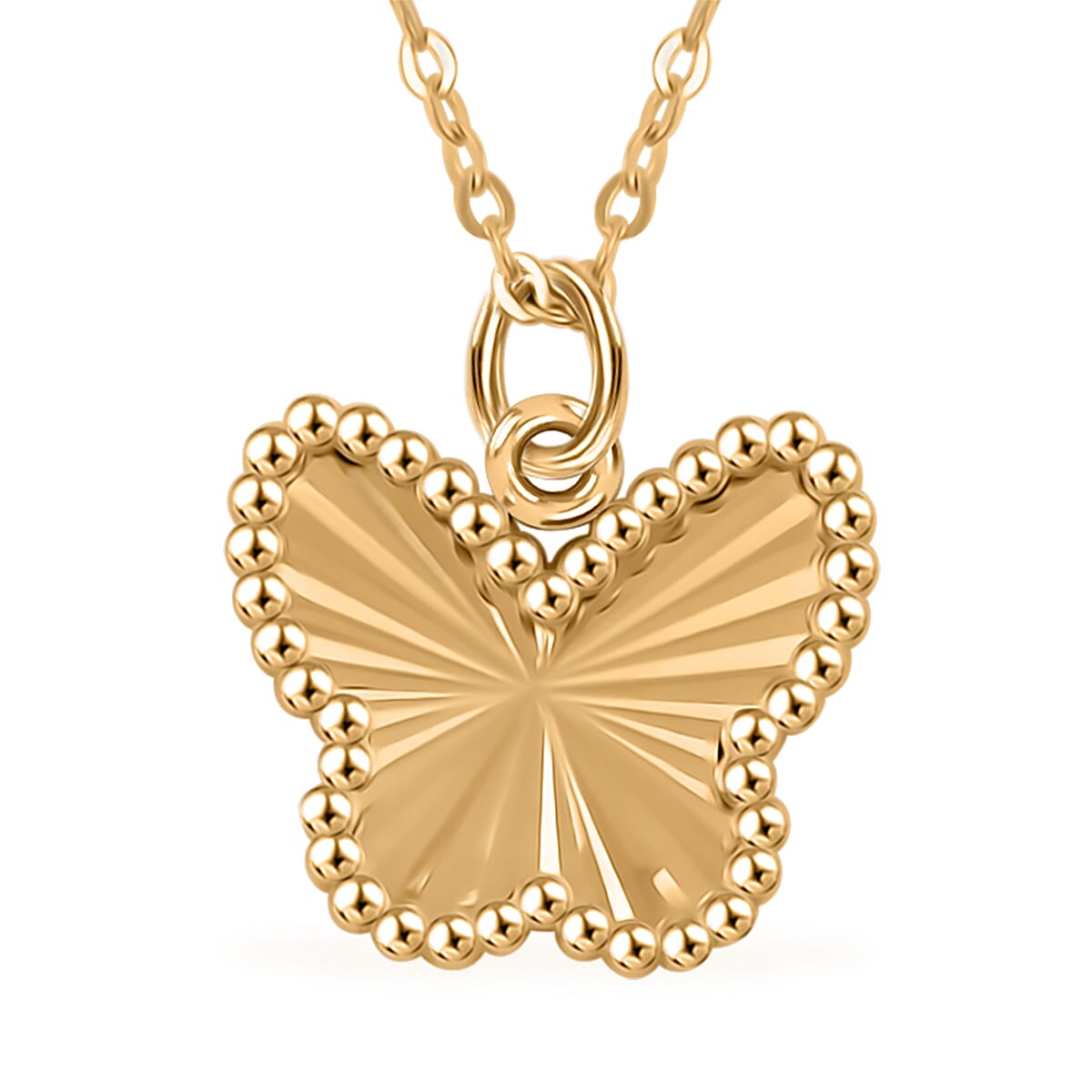 Italian Diamond-Cut Butterfly Pendant Necklace in 10K Yellow Gold 18-20 Inches 1.40 Grams