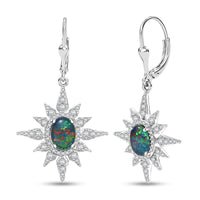 D'Joy Elysian Opal (Triplet) and White Zircon 2.90 ctw Urban Aurora City Lights Earrings in Rhodium Over Sterling Silver