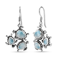 D'Joy Artisan Crafted Larimar 5.60 ctw Tide walkers Earrings in Sterling Silver