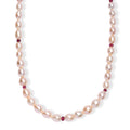 Peach Freshwater Pearl and Ouro Fino Rubellite 2.70 ctw Necklace in 18K Vermeil Yellow Gold Over Sterling Silver 18 Inches - Sticky add to cart bar