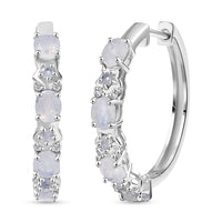 Karis Moon Glow Moonstone and White Zircon 2.75 ctw Hoop Earrings in Platinum Bond