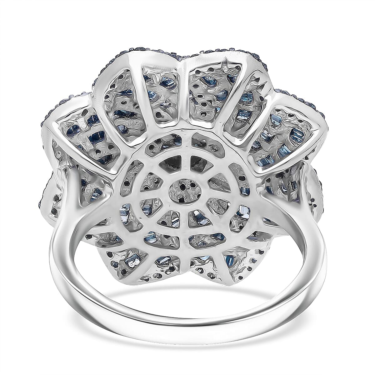 D'Joy Blue Diamond 1.50 ctw Ring in Rhodium Over Sterling Silver