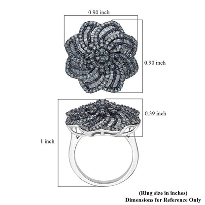 D'Joy Blue Diamond 1.50 ctw Ring in Rhodium Over Sterling Silver