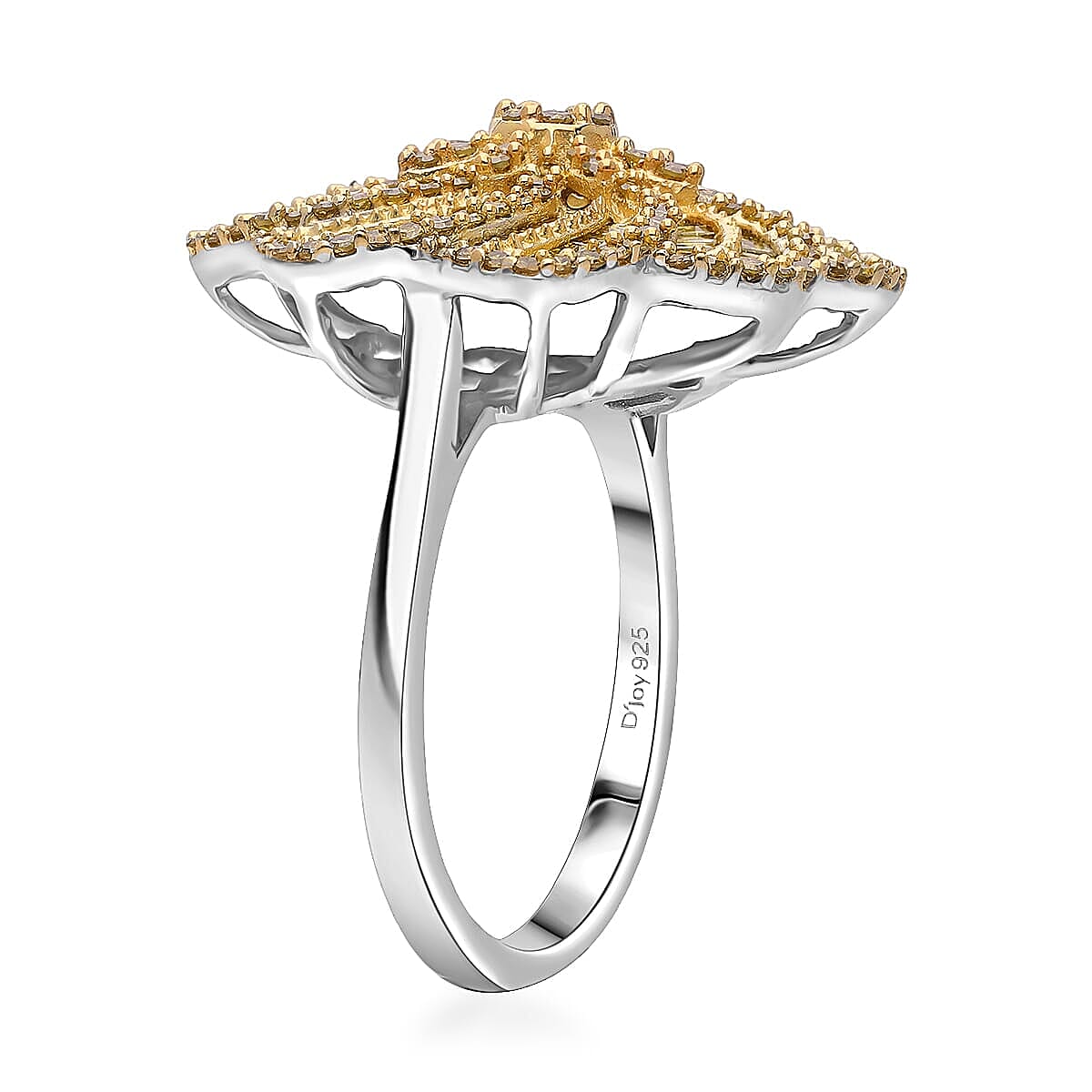 D'Joy Blue Diamond 1.50 ctw Ring in Rhodium Over Sterling Silver