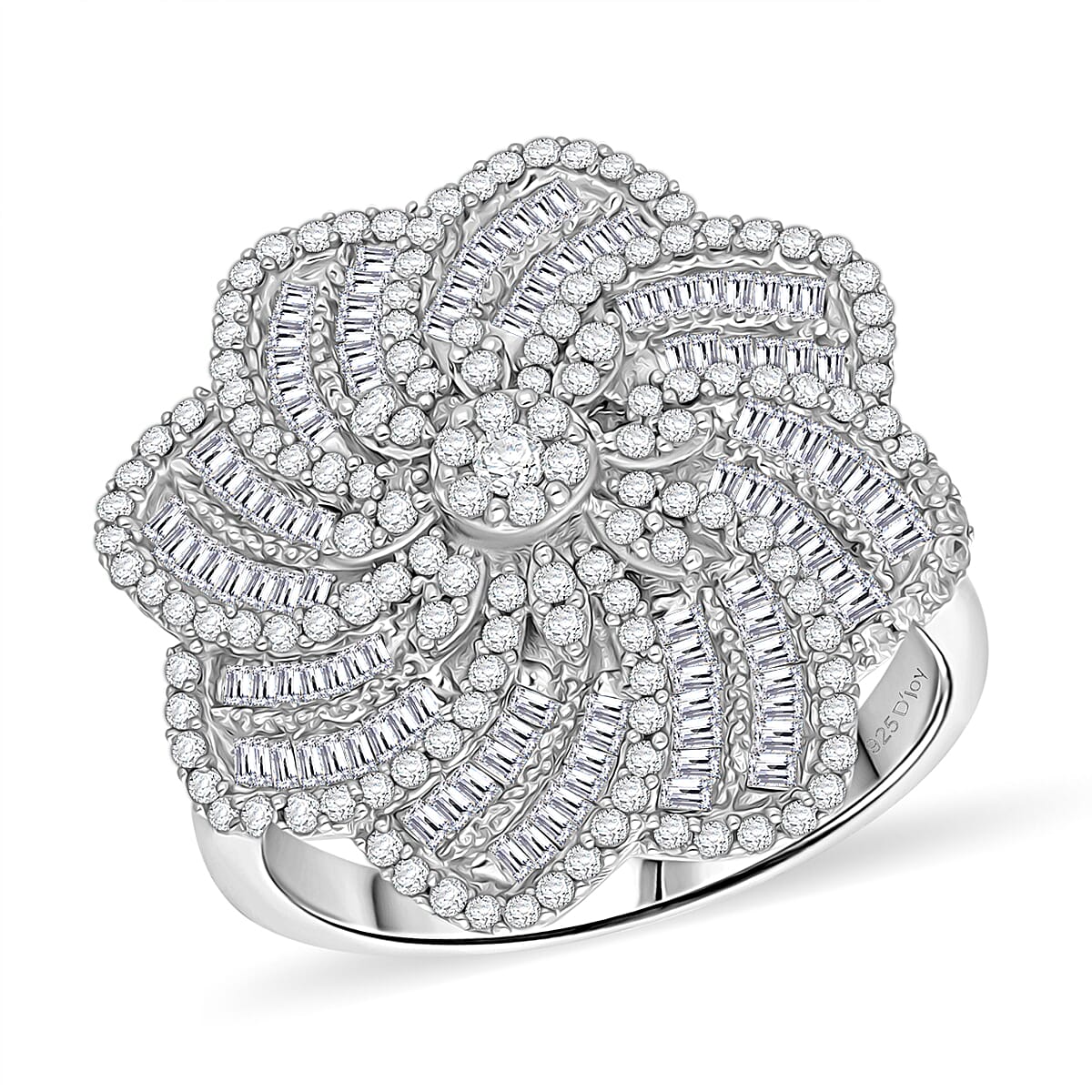 D'Joy Blue Diamond 1.50 ctw Ring in Rhodium Over Sterling Silver