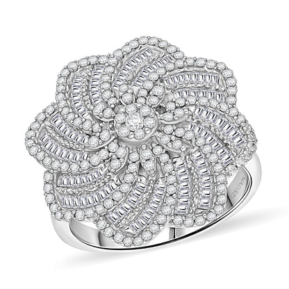 D'Joy Blue Diamond 1.50 ctw Ring in Rhodium Over Sterling Silver