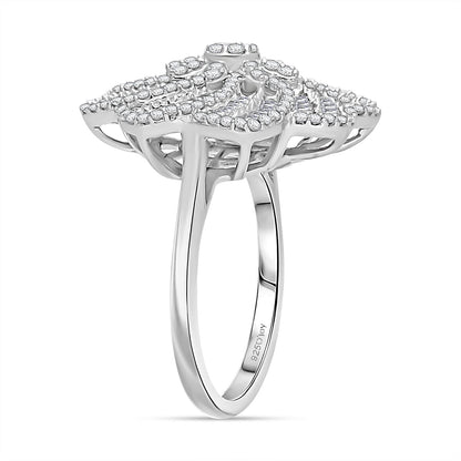 D'Joy Blue Diamond 1.50 ctw Ring in Rhodium Over Sterling Silver