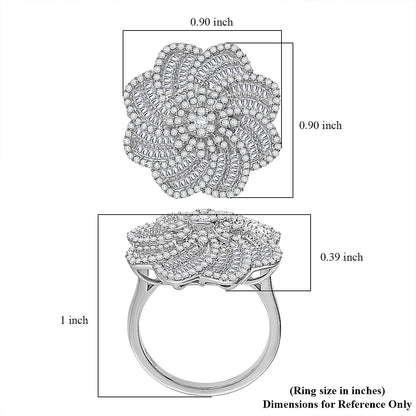 D'Joy Blue Diamond 1.50 ctw Ring in Rhodium Over Sterling Silver