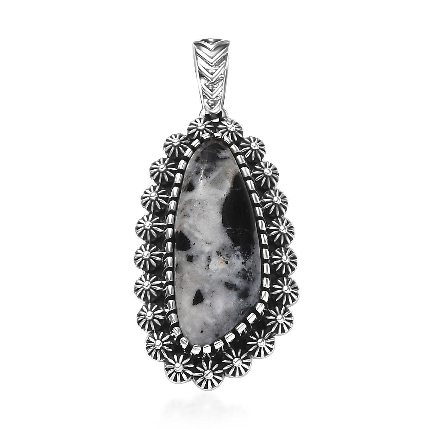 D'Joy Artisan Crafted White Buffalo 6.20 ctw Pendant without Chain in Sterling Silver