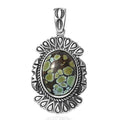D'Joy Artisan Crafted Whispering Web Turquoise 8.60 ctw Pendant without Chain in Sterling Silver - Sticky add to cart bar