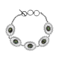 D'Joy Artisan Crafted Whispering Web Turquoise 6.10 ctw Concho Bracelet in Sterling Silver (6.50-8.0In)