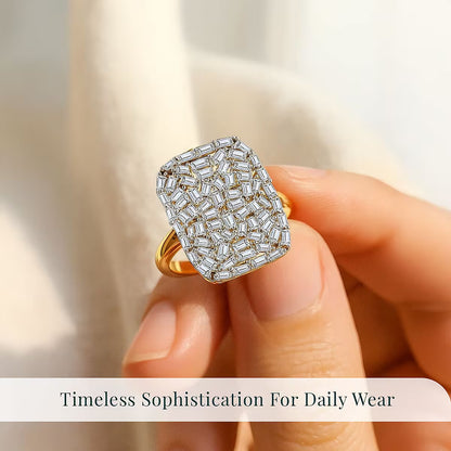 Luxuriant Lab Grown Diamond G-H SI 1.00 ctw Firecracker Ring in 18K Vermeil Yellow Gold Over Sterling Silver