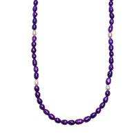D'Joy Purple Dyed Pearl and Freshwater Pearl Necklace in Rhodium Over Sterling Silver 18 Inches