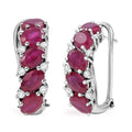 D'Joy Niassa Ruby (FF) and White Zircon 7.00 ctw Crimson Elegance Earrings in Rhodium Over Sterling Silver - Sticky add to cart bar