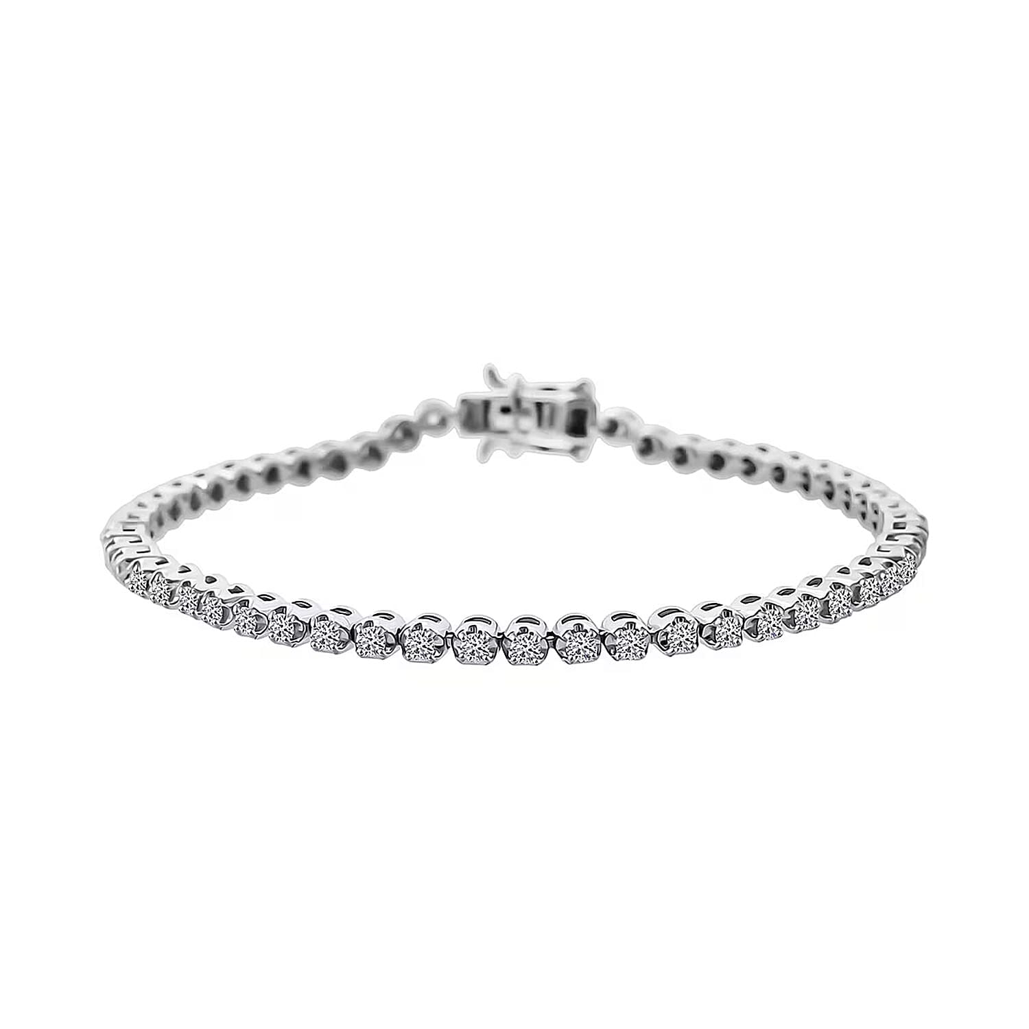 Luxuriant Lab Grown Diamond (G-H, SI) Bracelet in Rhodium Over Sterling Silver (6.50 In) 1.85 ctw