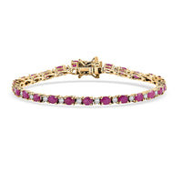 D’Joy Mozambique Ruby, Moissanite Blaze Flower Vines Bracelet in 18K Vermeil YG Over Sterling Silver (6.50 In) 6.75 ctw