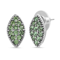 J Francis Embellished with Peridot Crystal by Swarovski Celestial Fern Earrings in Stainless Steel