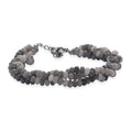 Grey Moonstone 70.00 ctw Beaded 2 Row Bracelet in Stainless Steel (7.25 In) - Sticky add to cart bar