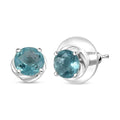 D'Joy Belgian Teal Fluorite 3.00 ctw Solitaire Stud Earrings in Sterling Silver - Sticky add to cart bar