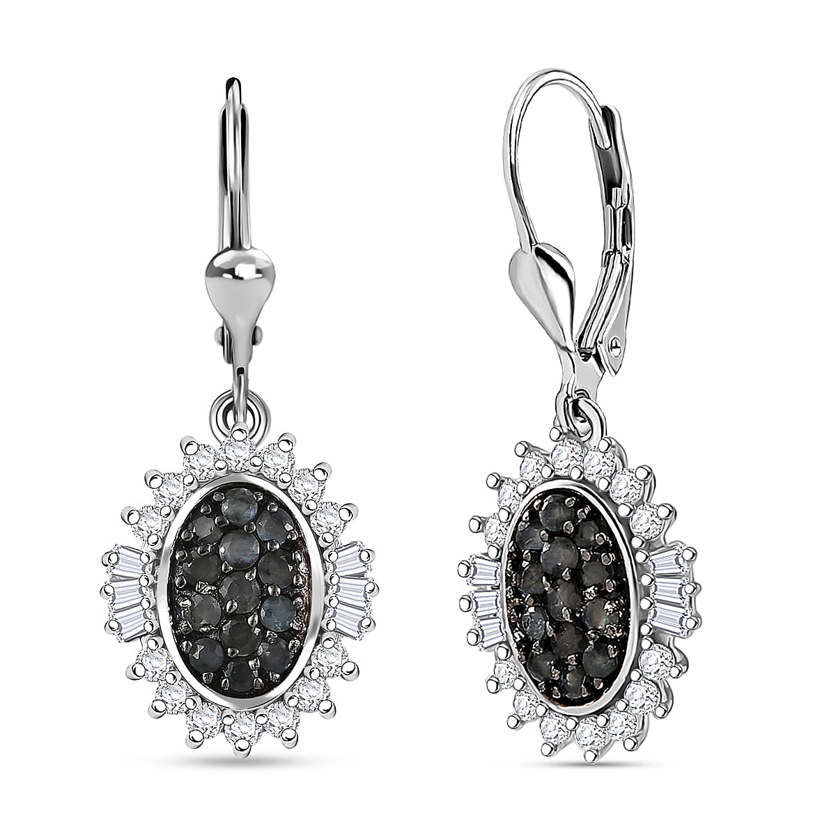D’Joy Narsipatnam Alexandrite and Moissanite 2.00 ctw Earrings in Rhodium Over Sterling Silver