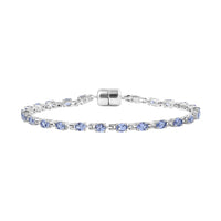 D'Joy Tanzanite 4.10 ctw Bracelet in Rhodium Over Sterling Silver (7.00 In)
