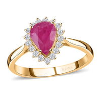 Luxoro AAA Mozambique Ruby and G-H I2 Diamond 1.38 ctw Ring in 14K Yellow Gold