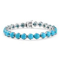 D'Joy Sleeping Beauty Turquoise 26.10 ctw Bracelet in Rhodium Over Sterling Silver (7.25 In)