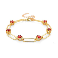 Ruby Color Austrian Crystal Bracelet in Goldtone (7.5-9.5In)