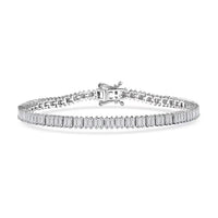 Luxuriant Lab Grown Diamond G-H SI 4.25 ctw Radiance Tennis Bracelet in Rhodium Over Sterling Silver (7.25 In)