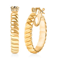 EverTrue Bronzella Collection Wave Link Hoop Earrings in 18K YG Plated Bronze