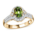 Certified & Appraised Luxoro AAA Sapo Green Tourmaline and I2 Diamond 1.77 ctw Ring in 10K Yellow Gold (Size 10.0) - Sticky add to cart bar