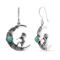 D'Joy Artisan Crafted Tahoe Nevada Turquoise 2.00 ctw Kokopelli Earrings in Sterling Silver