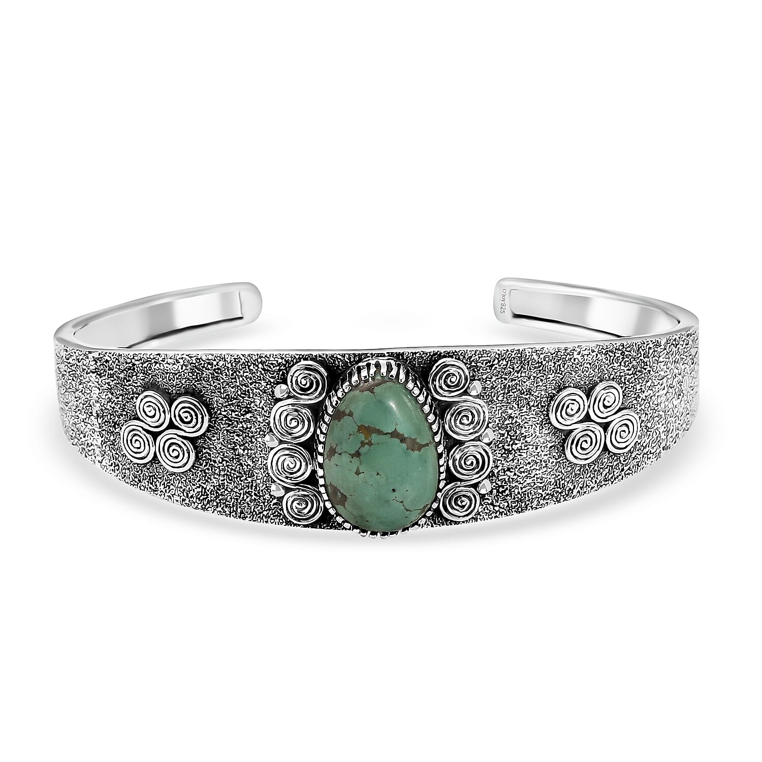 D'Joy Artisan Crafted Tahoe Naveda Turquoise 9.75 ctw Cuff Bracelet in Sterling Silver (7.25 In)