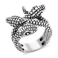 D'Joy Bali Legacy Three Head Snake Ring in Sterling Silver (Size 10.0) 9.50 Grams