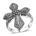D'Joy Bali Legacy Cross Ring in Sterling Silver (Size 10.0) 6.40 Grams