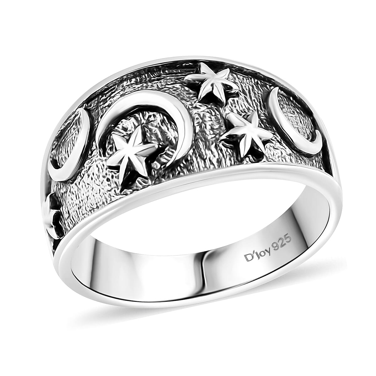 D'Joy Bali Legacy Moon Star Ring in Sterling Silver (Size 10.0) 4.90 Grams
