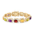GP Multi Gemstone Bracelet in 18K Vermeil YG Over Sterling Silver (6.50 In) 13.50 ctw - Sticky add to cart bar