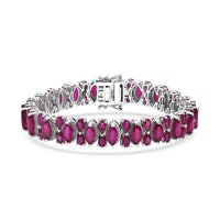 D'Joy Niassa Ruby (FF) Bracelet in Rhodium Over Sterling Silver (7.25 In) 33.50 ctw