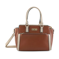 Beverly Hills Polo Club Brown & Tan Faux Leather Satchel (14"x5"x9")