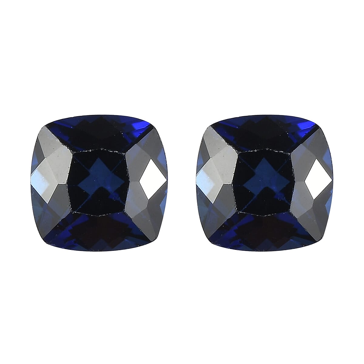 Set of 2 Lab Created Blue Sapphire (Cush 5x5 mm) 1.36 ctw