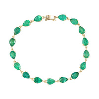 Luxoro Premium Kagem Zambian Emerald 10.70 ctw Eternal Line Bracelet in 10K Yellow Gold (7.25 In)